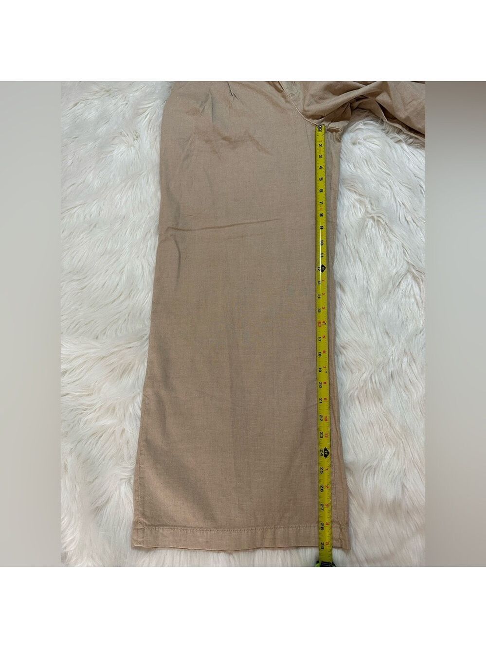 AMERICAN EAGLE HIGH RISE WIDE LEG STRETCH TROUSERS BEIGE WOMEN’S SIZE 12 - Picture 8 of 15